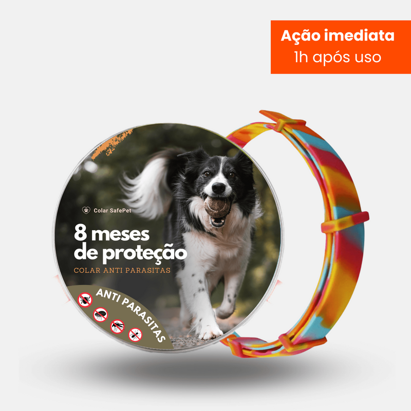 Colar SafePet - Anti Pulgas e Carrapatos [8 Meses de Proteção]