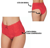 Kit Calcinha Cinta Modeladora Rendada - 5 unidades  - Cores Sortidas  ( exceto Branco ) - (ÚLTIMAS UNIDADES COM FRETE GRÁTIS)